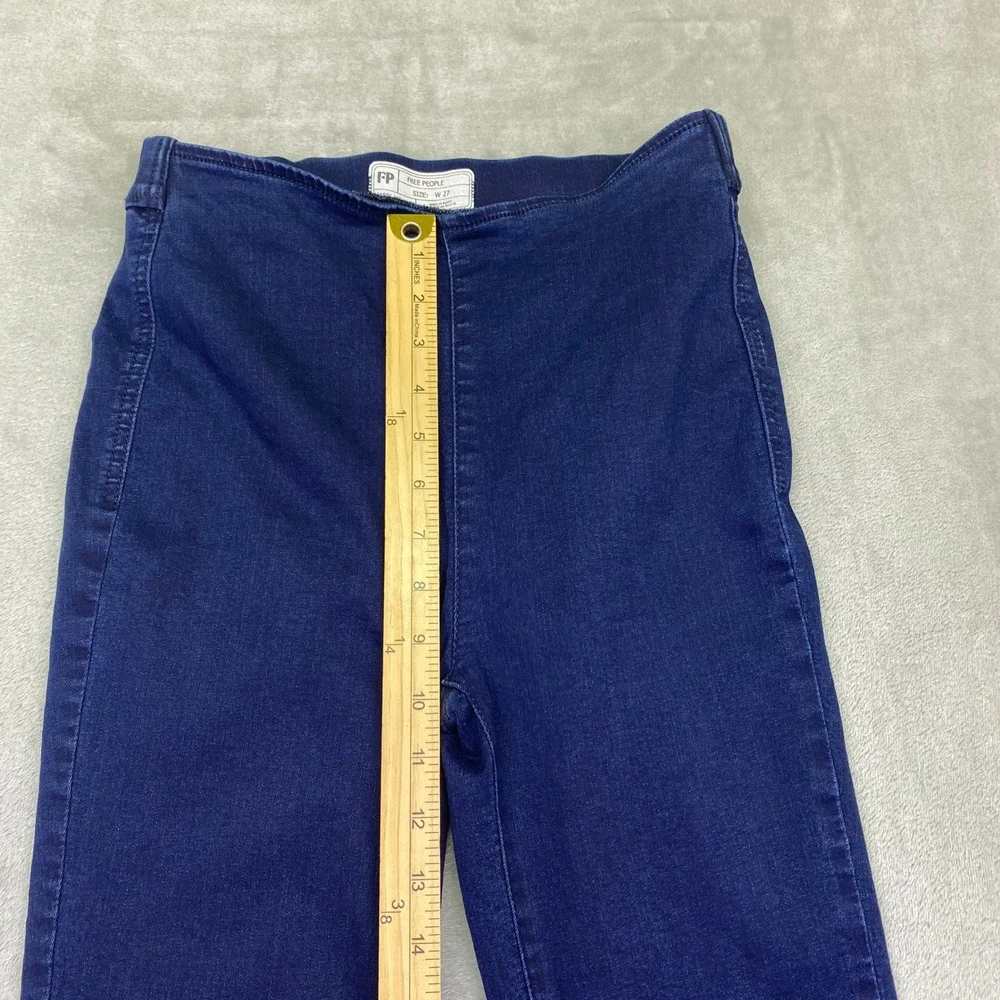 Free People Womens High Rise‎ Skinny Jeans Indigo Blue Raw Hem Size 27 Grunge
